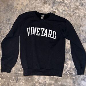 Gildan Black Crewneck Sweater with White Vineyard Print